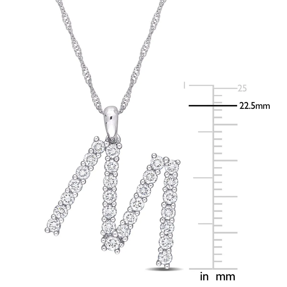 Miadora 1ct TDW Diamond 'M' Initial Necklace in 10k White Gold sold by Zulily product image thumbnail 2