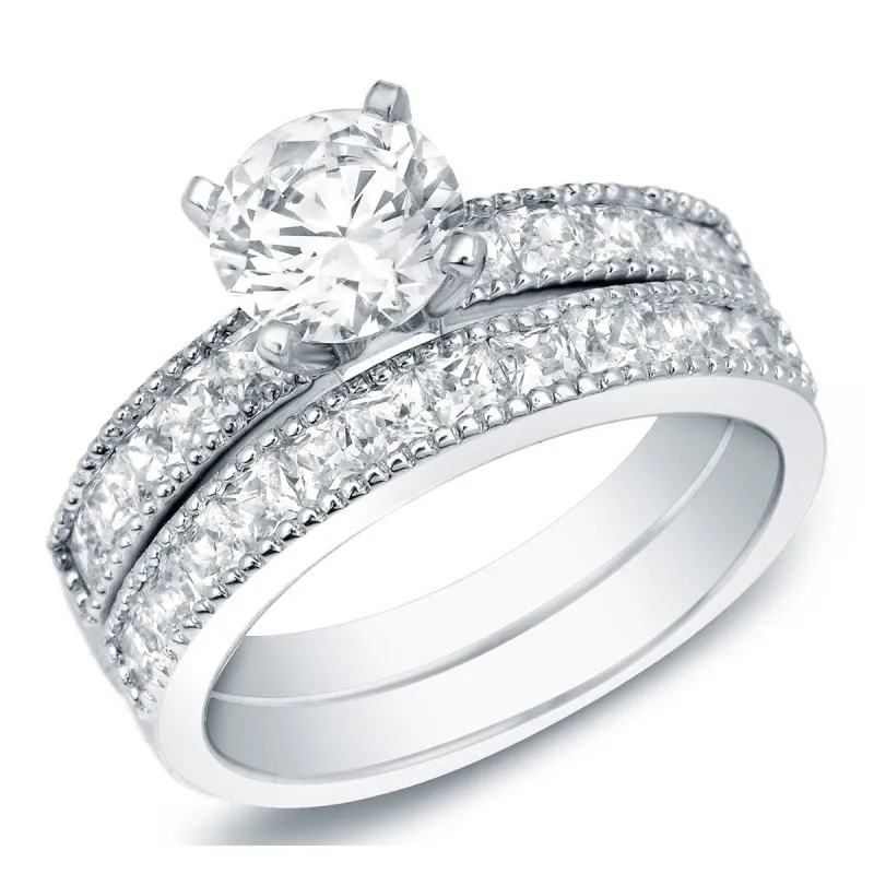 Auriya 14k Gold 2ctw Round Certified Diamond Engagement Ring Set Certified sold by Zulily