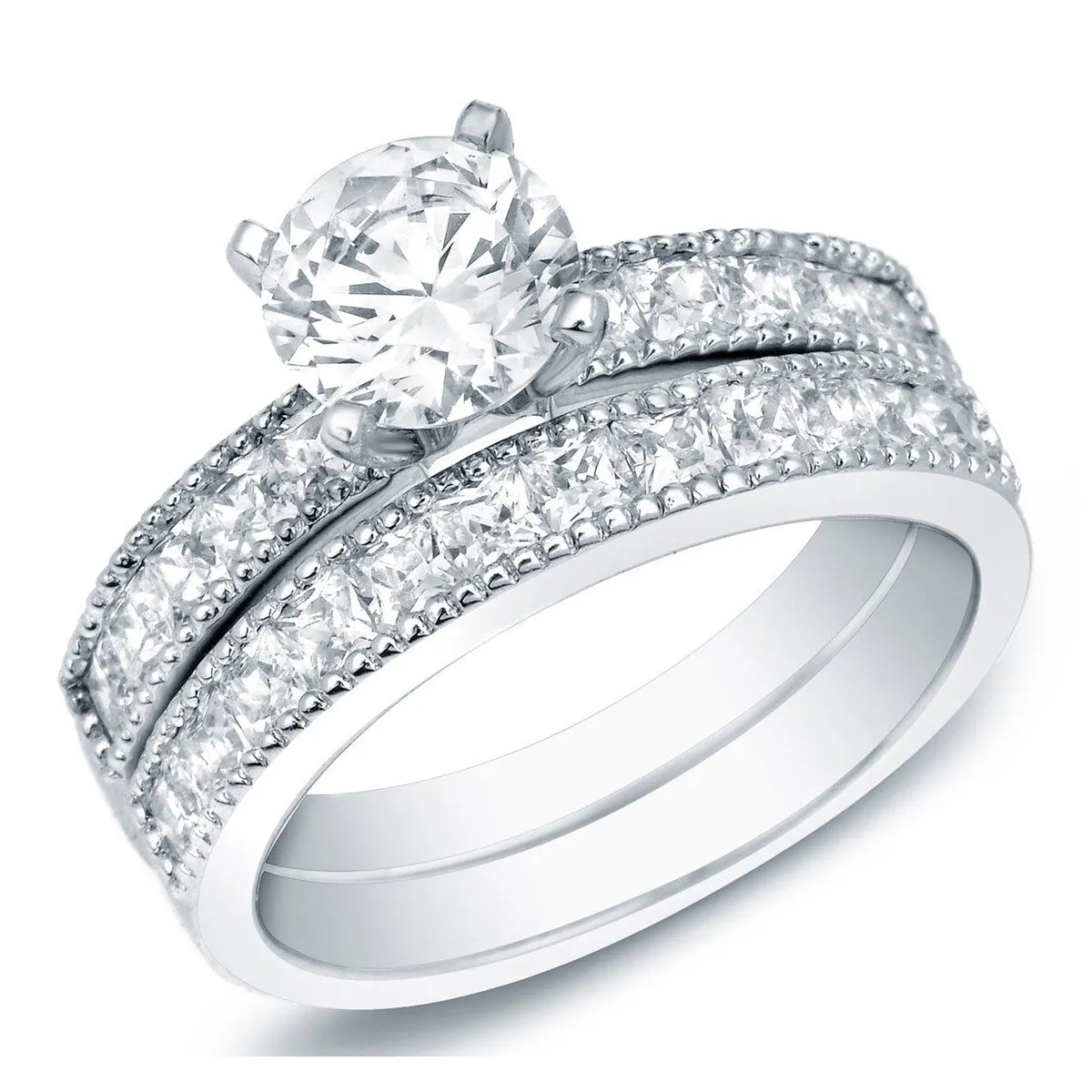 Auriya 14k Gold 2ctw Round Certified Diamond Engagement Ring Set Certified sold by Zulily