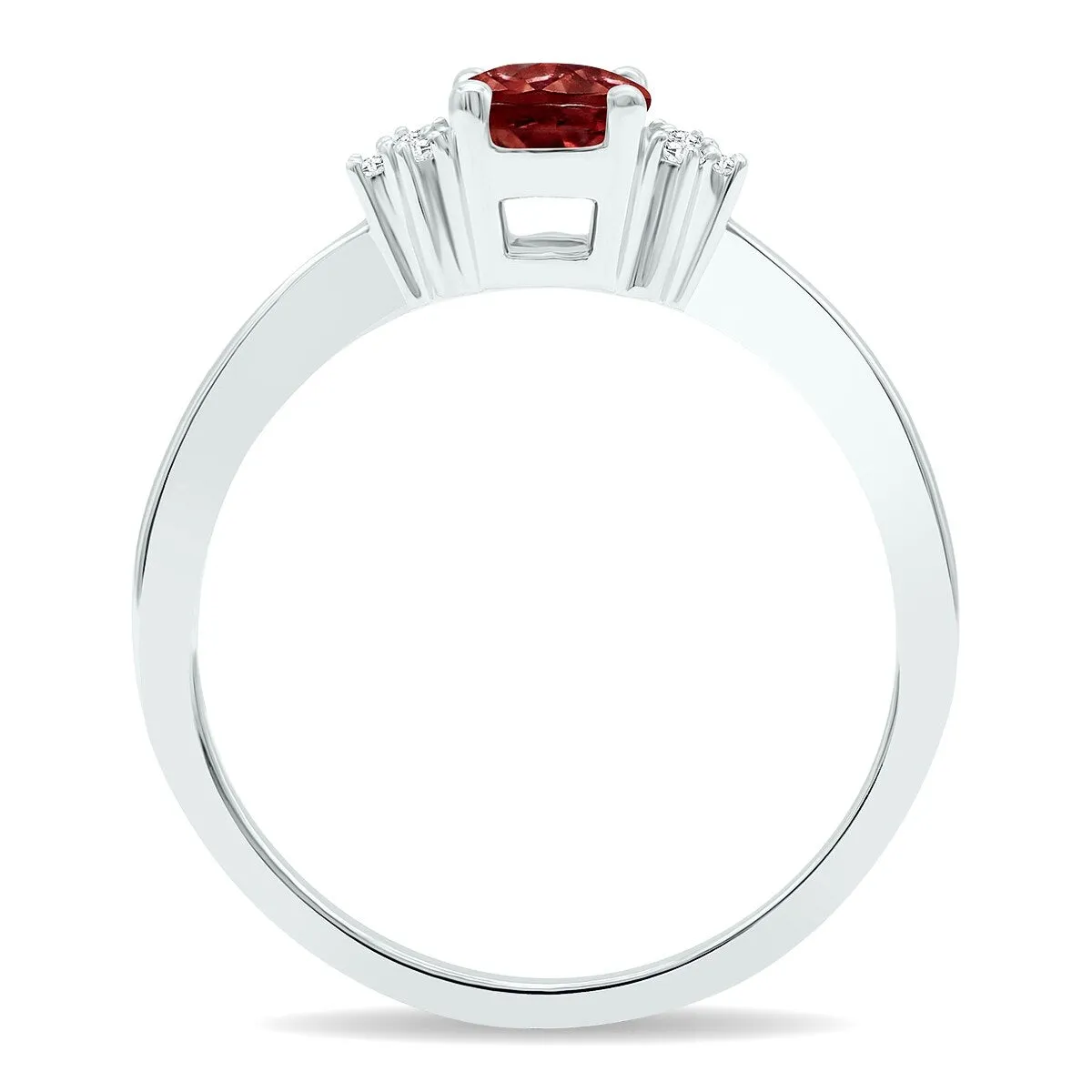 Women's Garnet and Diamond Half Moon Ring in 10K White Gold sold by Zulily product image thumbnail 2