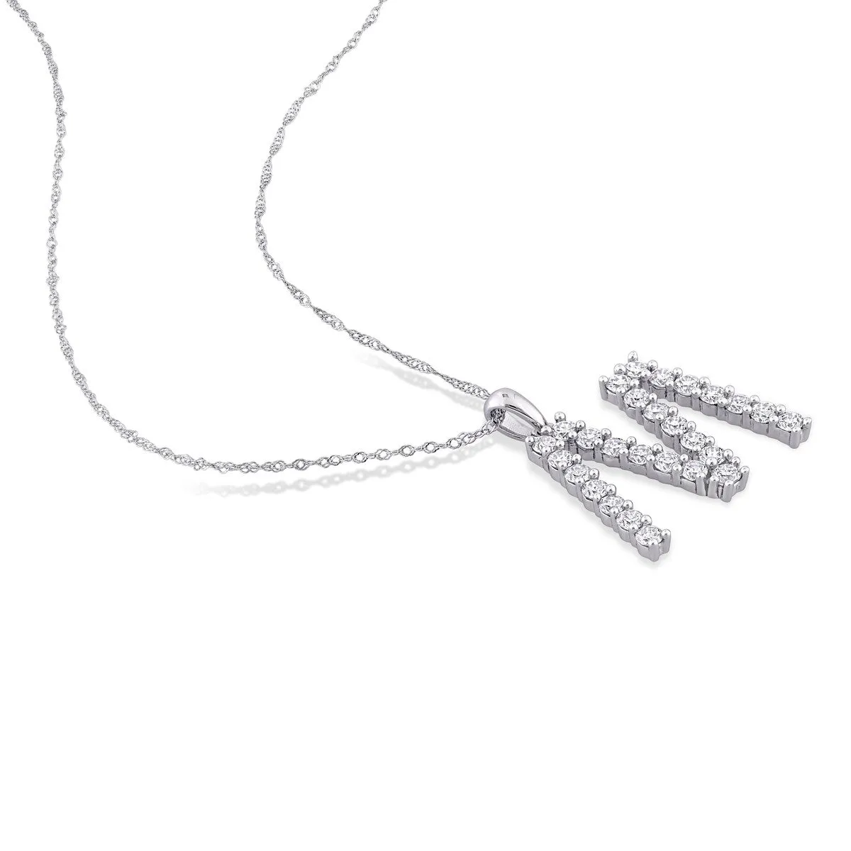Miadora 1ct TDW Diamond 'M' Initial Necklace in 10k White Gold sold by Zulily product image thumbnail 4