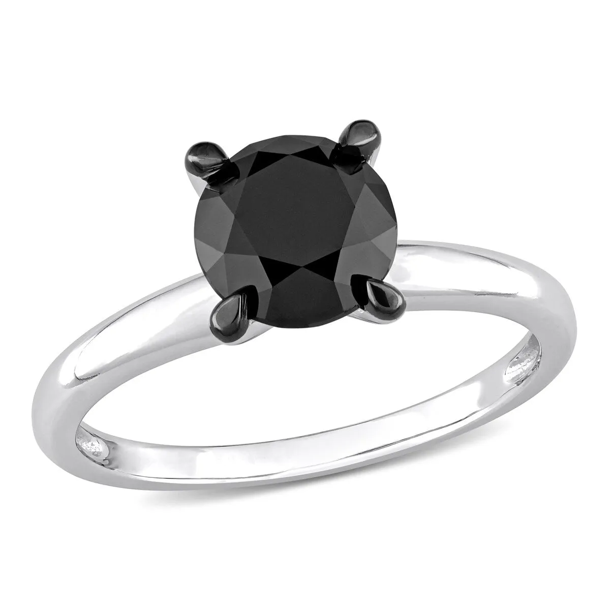 Miadora 3ct TDW Black Diamond Solitaire Engagement Ring in 14k White Gold sold by Zulily product image thumbnail 2