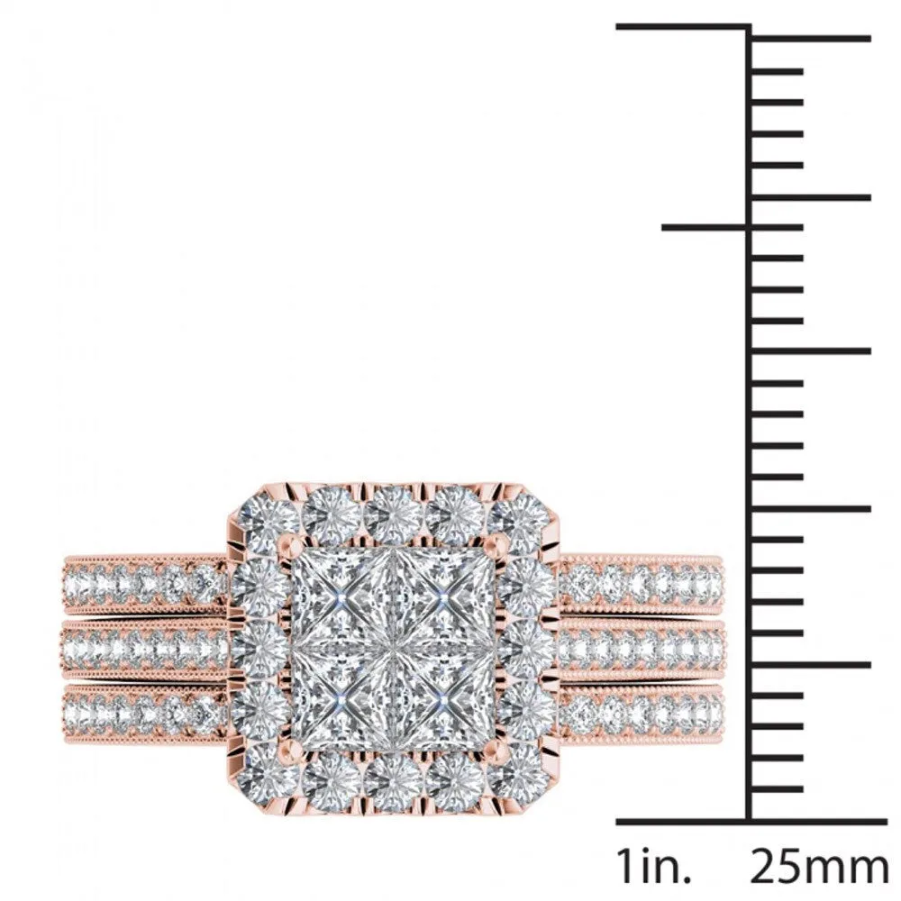 De Couer 14k Rose Gold 1 1/2ct TDW Diamond Halo Bridal Set - Pink sold by Zulily product image thumbnail 4