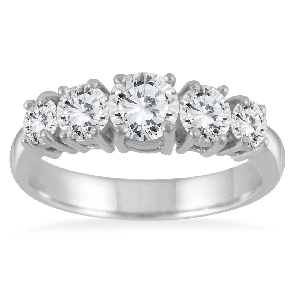 1 1/4 Carat TW 5 Stone White Diamond Ring in 14K White Gold (K-L Color, I2-I3 Clarity) sold by Zulily