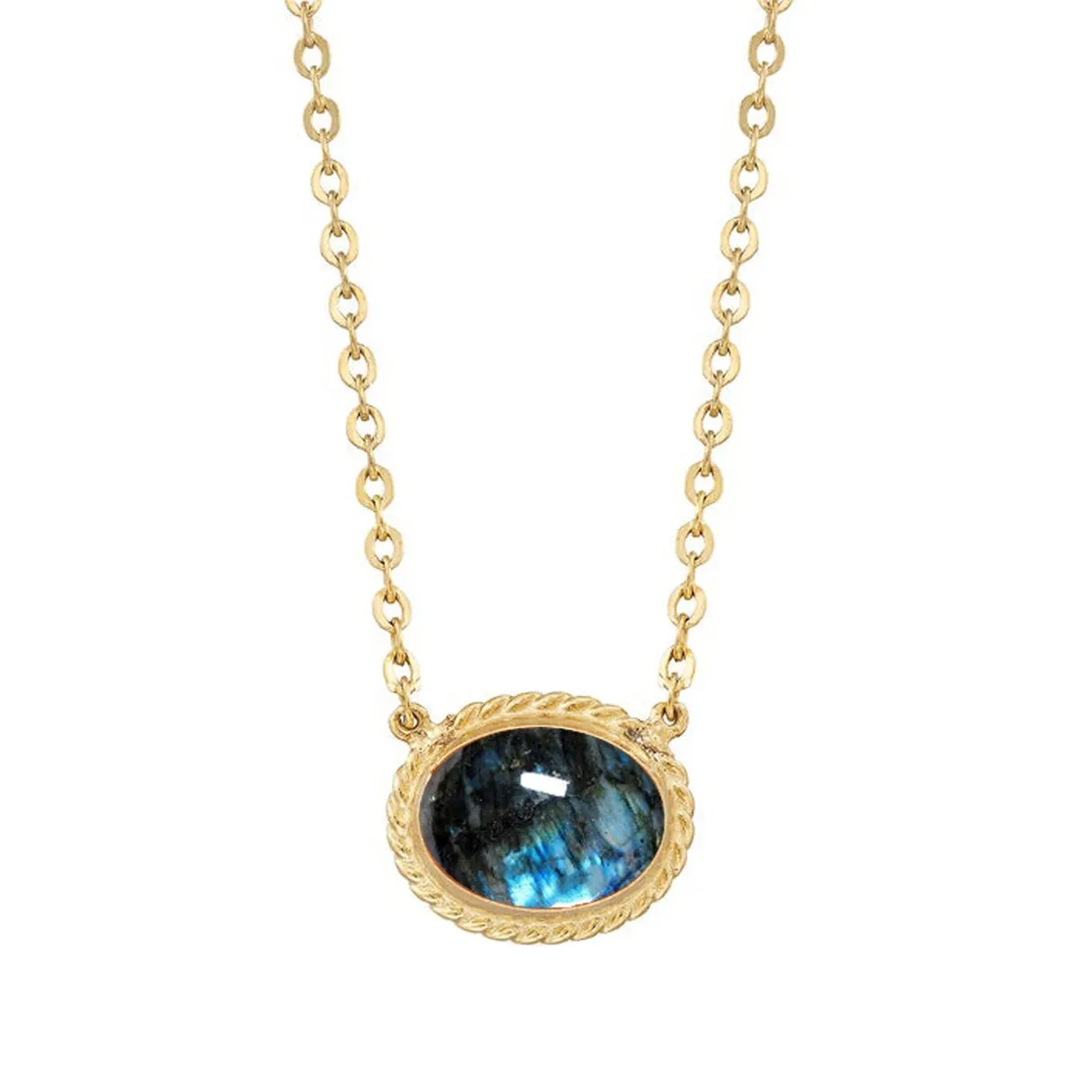 Gold Over Sterling Silver with Labradorite Solitaire Necklace-18"chain sold by Zulily