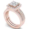 De Couer 14k Rose Gold 1 1/2ct TDW Diamond Halo Bridal Set - Pink sold by Zulily