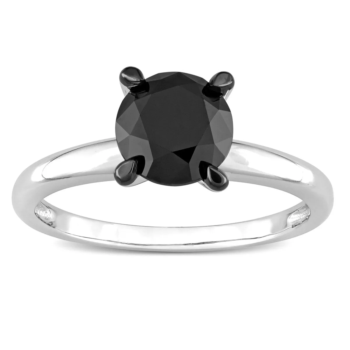 Miadora 3ct TDW Black Diamond Solitaire Engagement Ring in 14k White Gold sold by Zulily product image thumbnail 3