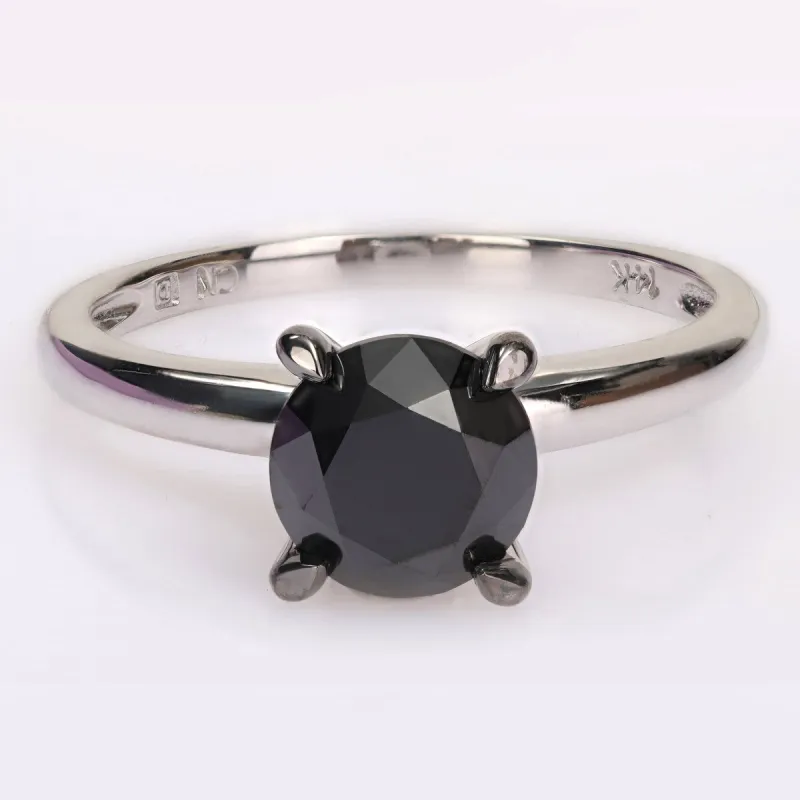 Miadora 3ct TDW Black Diamond Solitaire Engagement Ring in 14k White Gold sold by Zulily