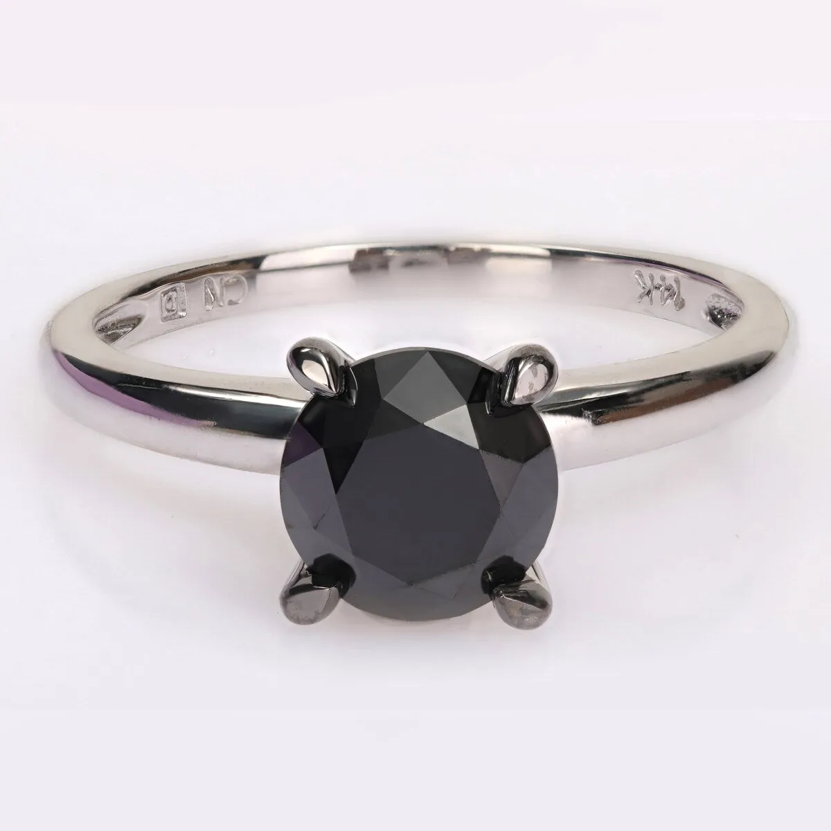 Miadora 3ct TDW Black Diamond Solitaire Engagement Ring in 14k White Gold sold by Zulily