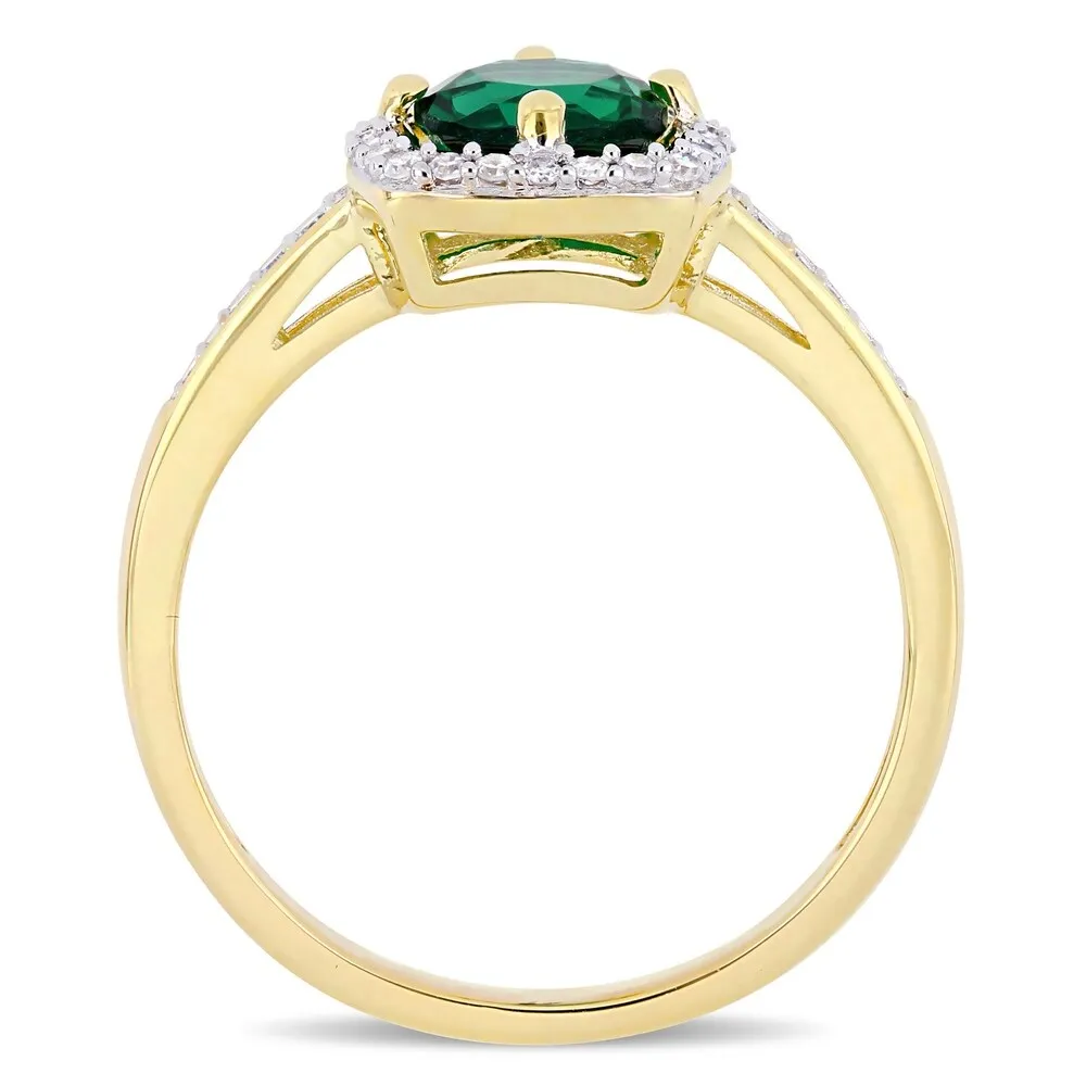 Miadora 10k Yellow Gold Created Emerald and 1/7ct TDW Diamond Floating Square Halo Ring sold by Zulily product image thumbnail 5