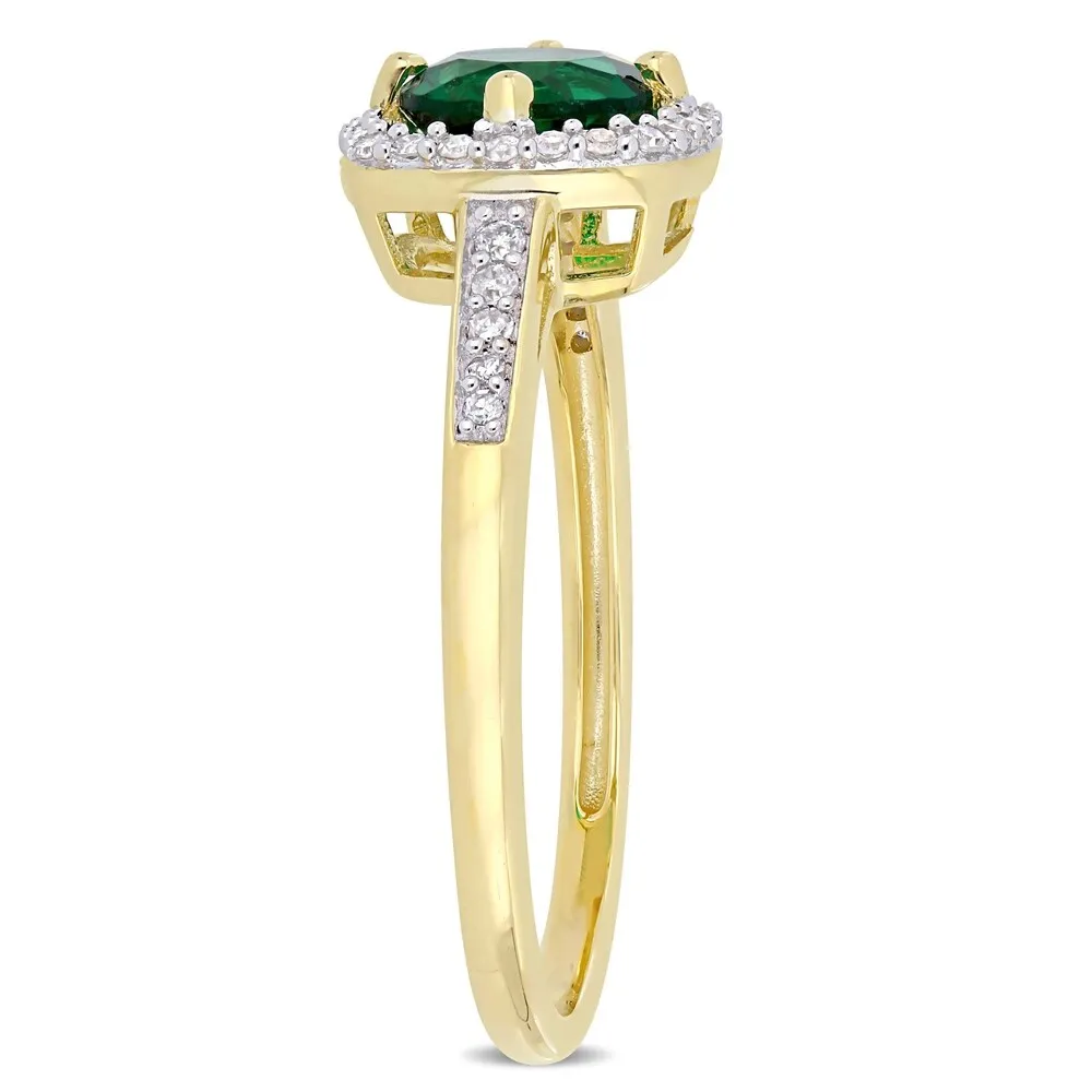 Miadora 10k Yellow Gold Created Emerald and 1/7ct TDW Diamond Floating Square Halo Ring sold by Zulily product image thumbnail 3