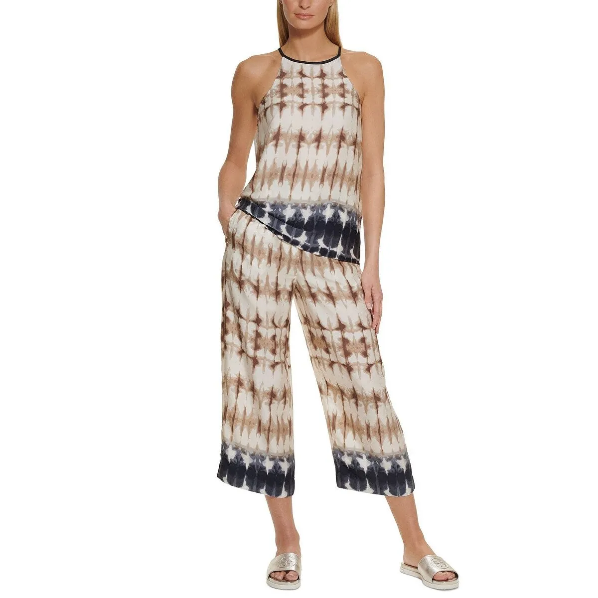 DKNY Women's Printed High Neck Tank Top Brown Size Small sold by Zulily product image thumbnail 2