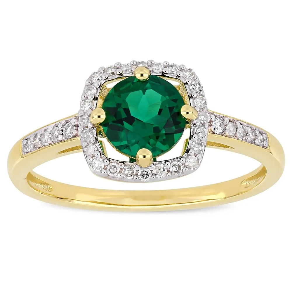 Miadora 10k Yellow Gold Created Emerald and 1/7ct TDW Diamond Floating Square Halo Ring sold by Zulily product image thumbnail 2
