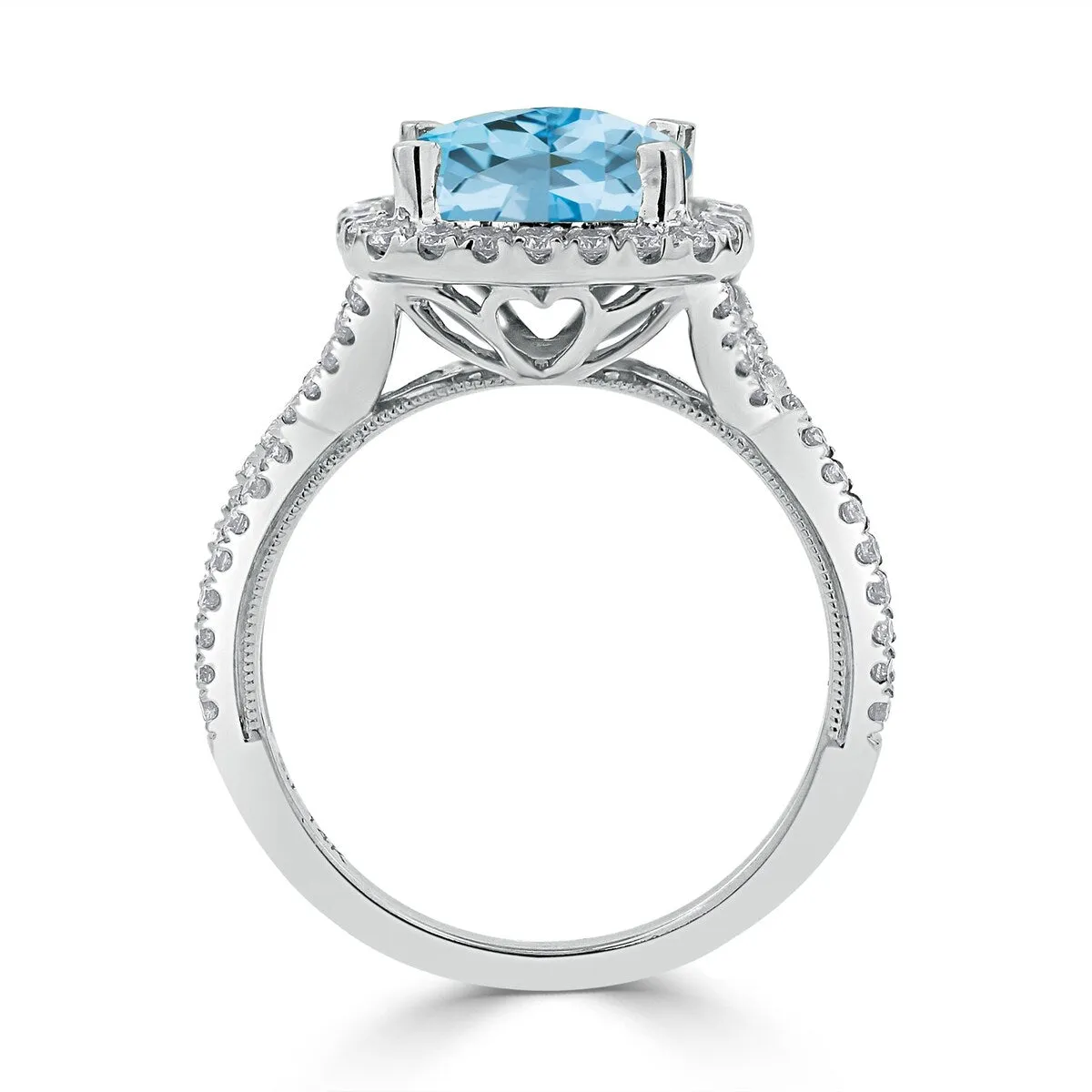 Auriya 3 1/8ct Cushion-cut Sky Blue Topaz and Halo Diamond Engagement Ring 1/2cttw 14k Gold sold by Zulily product image thumbnail 4