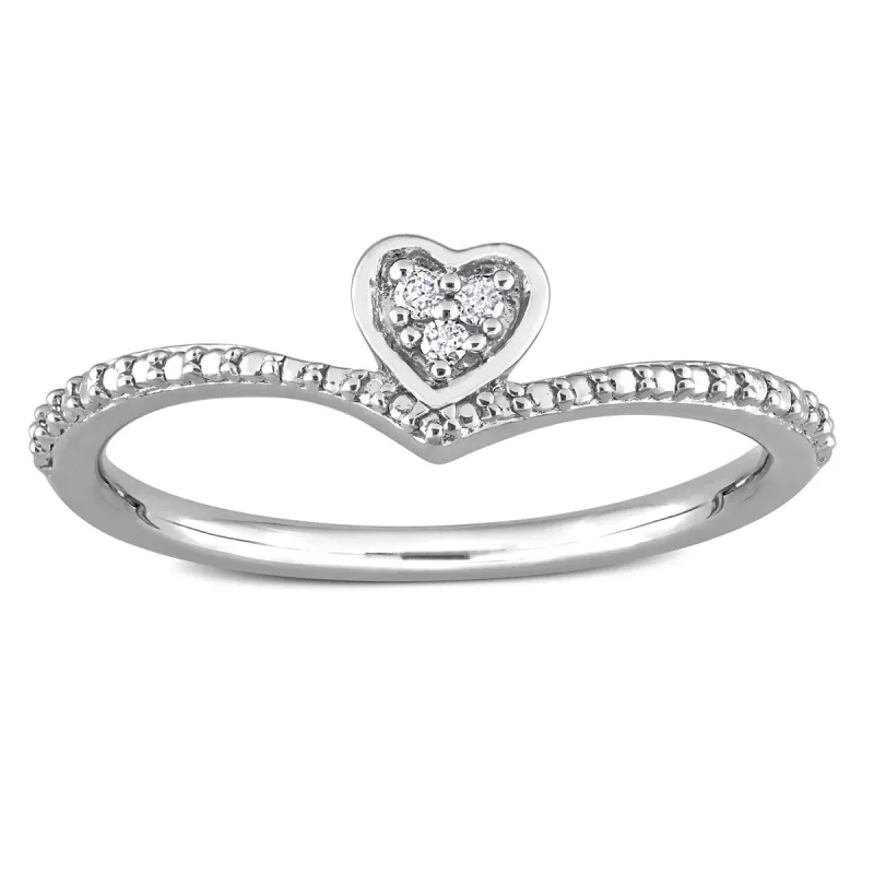 Miadora Diamond Accent Heart Promise Stacking Ring in Sterling Silver sold by Zulily