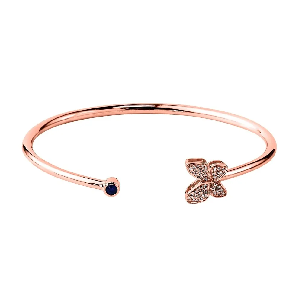 Auriya 1/8ct Blue Sapphire Butterfly Bangle Bracelet with Diamond Accents Gold over Silver sold by Zulily product image thumbnail 3