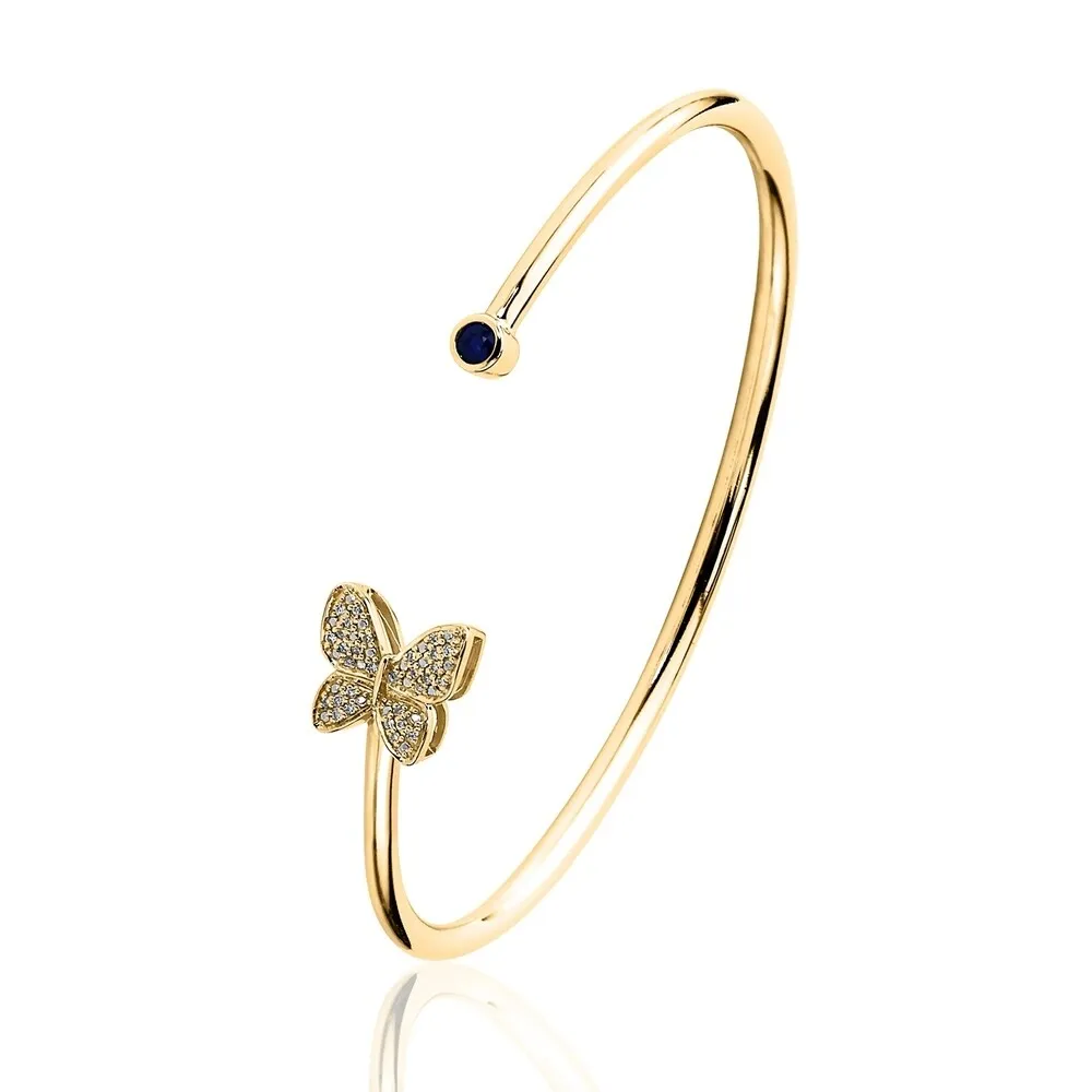 Auriya 1/8ct Blue Sapphire Butterfly Bangle Bracelet with Diamond Accents Gold over Silver sold by Zulily product image thumbnail 5