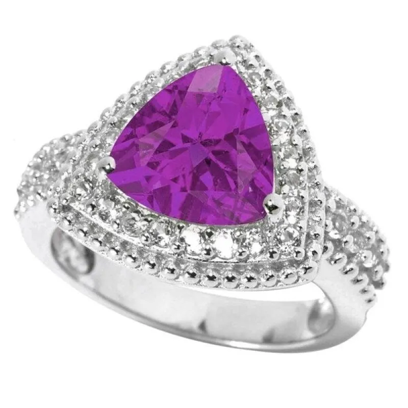Sterling Silver Trillion Alexandrite and White Topaz Halo Ring sold by Zulily