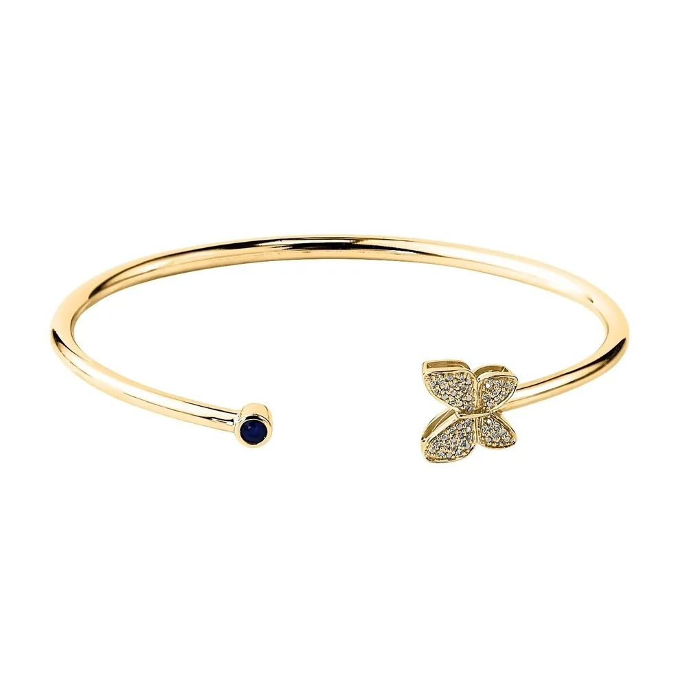 Auriya 1/8ct Blue Sapphire Butterfly Bangle Bracelet with Diamond Accents Gold over Silver sold by Zulily product image thumbnail 2