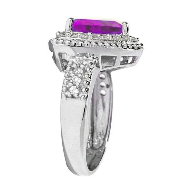 Sterling Silver Trillion Alexandrite and White Topaz Halo Ring sold by Zulily product image thumbnail 2