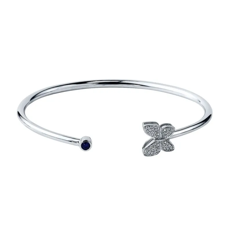 Auriya 1/8ct Blue Sapphire Butterfly Bangle Bracelet with Diamond Accents Gold over Silver sold by Zulily