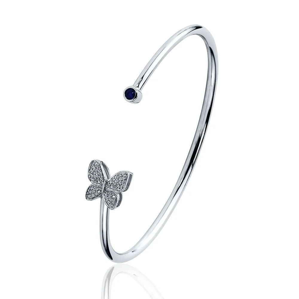 Auriya 1/8ct Blue Sapphire Butterfly Bangle Bracelet with Diamond Accents Gold over Silver sold by Zulily product image thumbnail 4