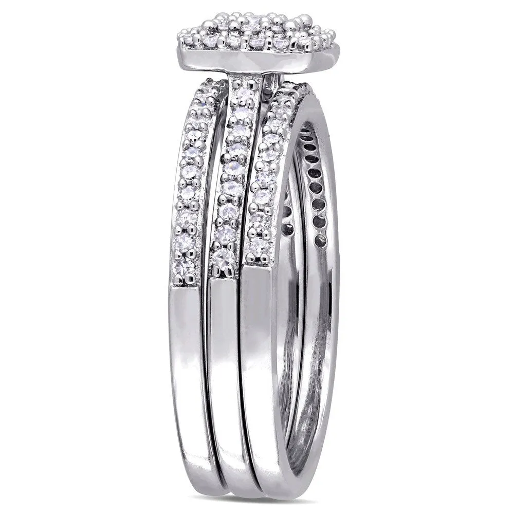 Miadora 14k White Gold 1/2ct TDW Diamond 3-Row Double Square Halo Bridal-Set sold by Zulily product image thumbnail 2