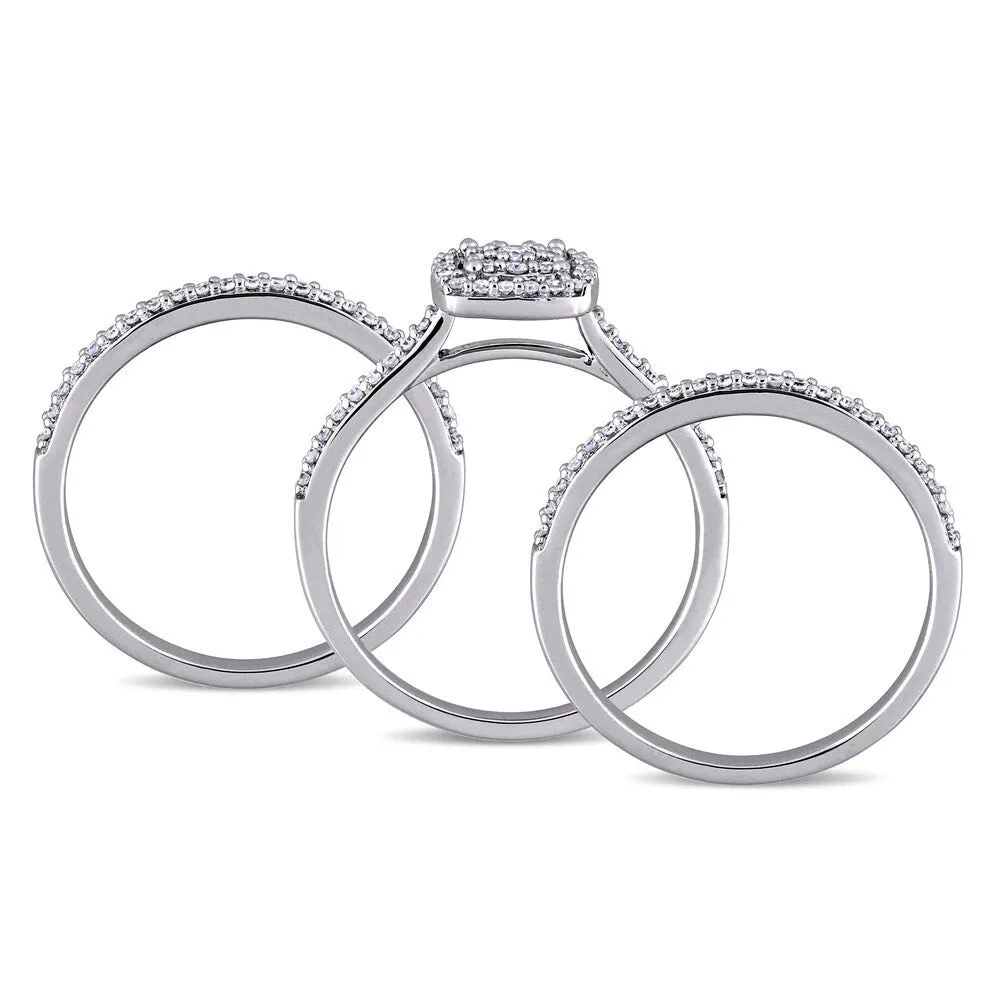 Miadora 14k White Gold 1/2ct TDW Diamond 3-Row Double Square Halo Bridal-Set sold by Zulily product image thumbnail 5