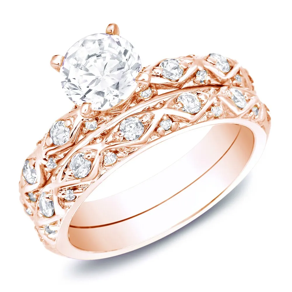 Auriya 14k Gold 1ctw Round Diamond Engagement Ring Set sold by Zulily