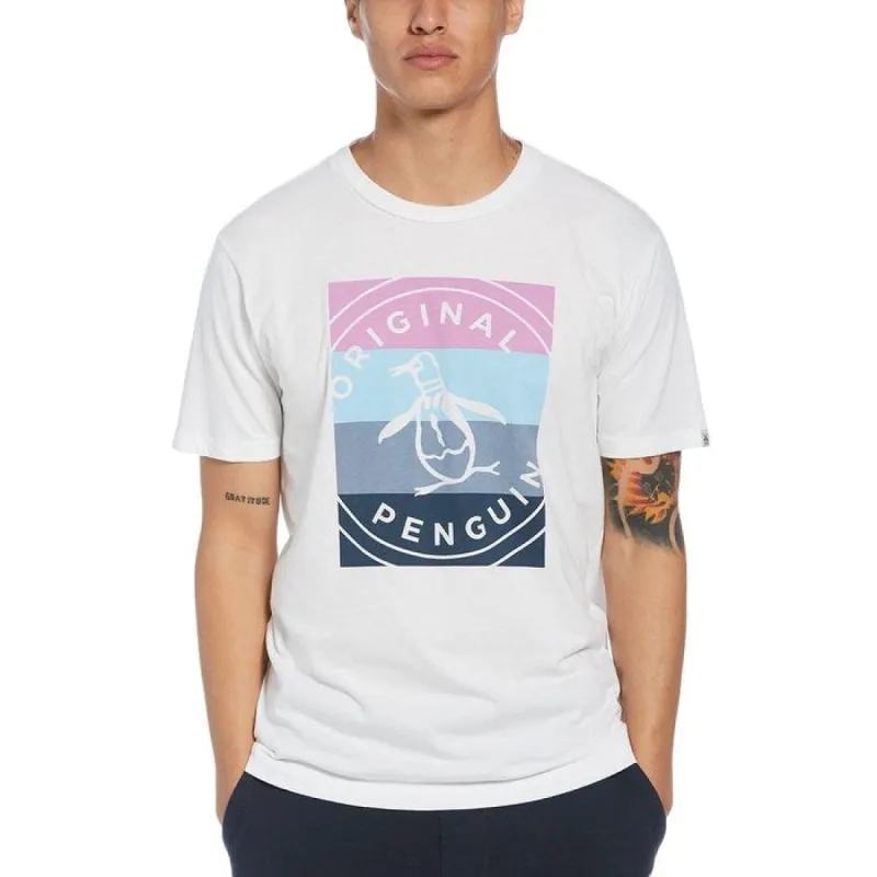 Original Penguin Men's Colorblocked Stamp Logo Graphic T-Shirt White Size Large sold by Zulily