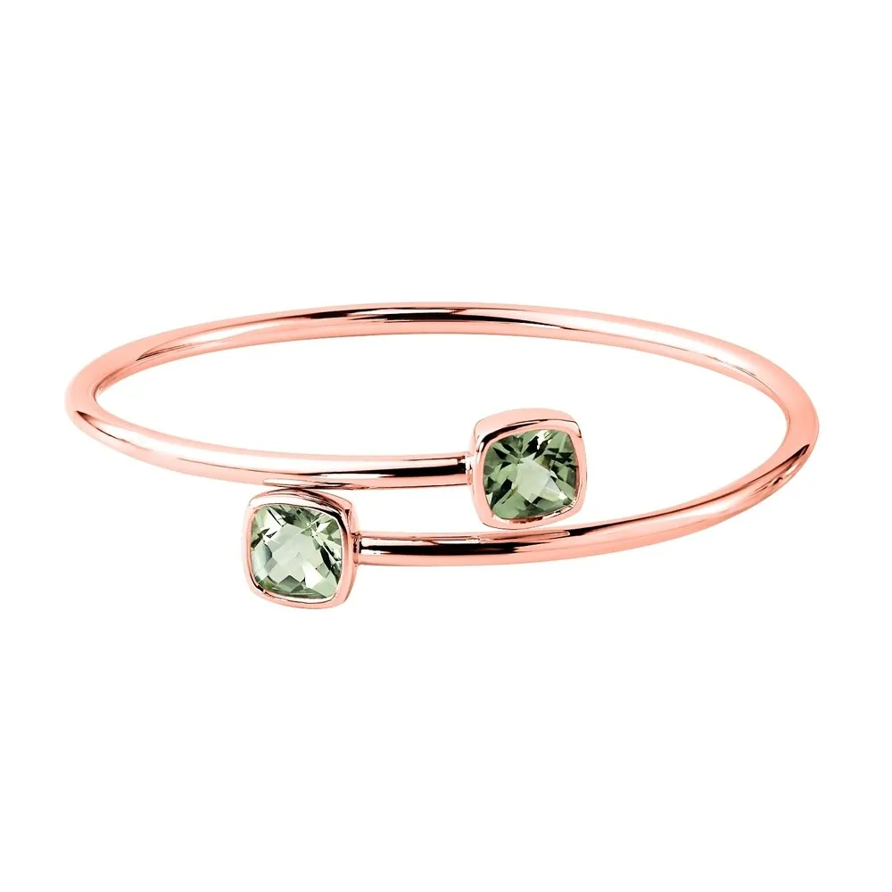 Stackable 4ct Green Cushion Amethyst Bypass Bangle Bracelet by Auriya in Gold over Silver sold by Zulily product image thumbnail 3