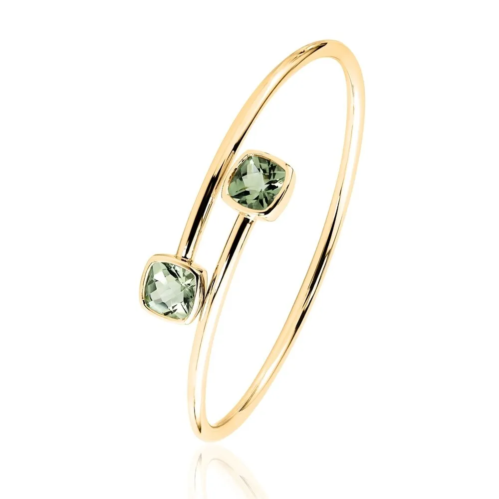 Stackable 4ct Green Cushion Amethyst Bypass Bangle Bracelet by Auriya in Gold over Silver sold by Zulily product image thumbnail 5