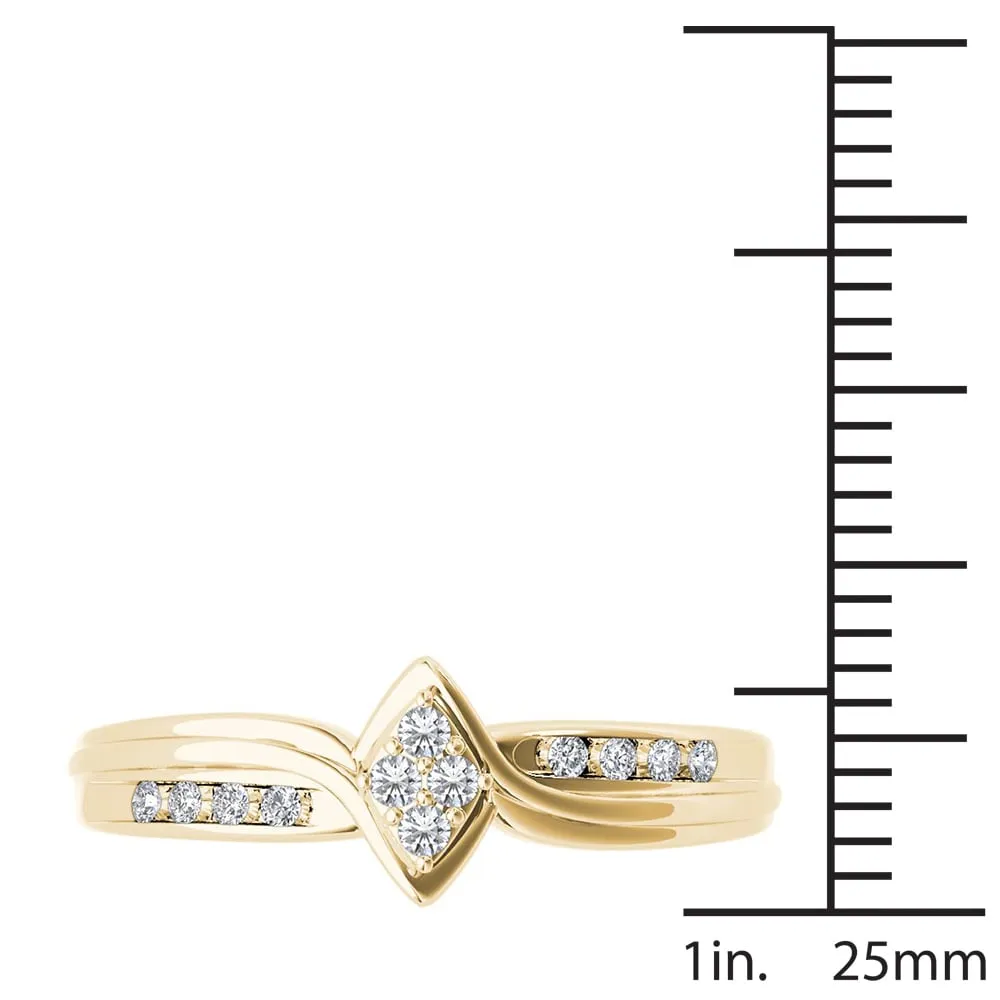 De Couer IGI Certified 10k Yellow Gold 1/10ct TDW Diamond Cluster Engagement Ring sold by Zulily product image thumbnail 4