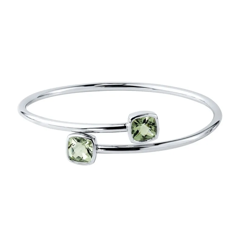 Stackable 4ct Green Cushion Amethyst Bypass Bangle Bracelet by Auriya in Gold over Silver sold by Zulily