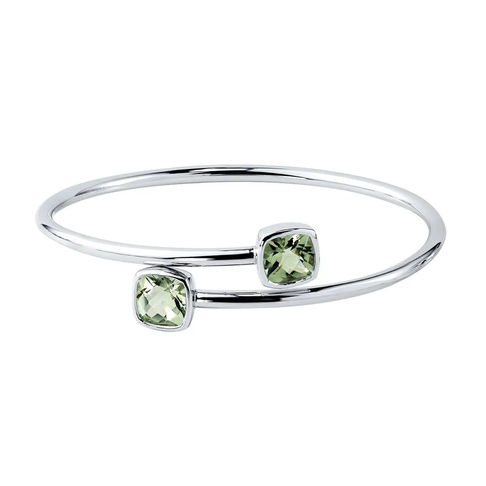 Stackable 4ct Green Cushion Amethyst Bypass Bangle Bracelet by Auriya in Gold over Silver sold by Zulily
