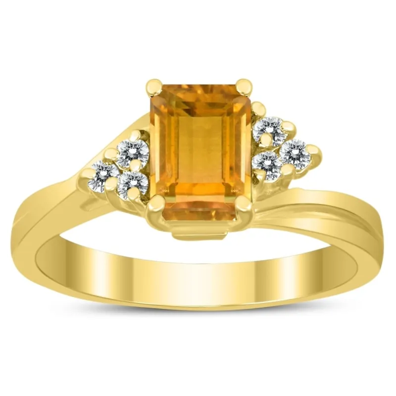 7X5MM Citrine and Diamond Twist Ring in 10K Yellow Gold sold by Zulily