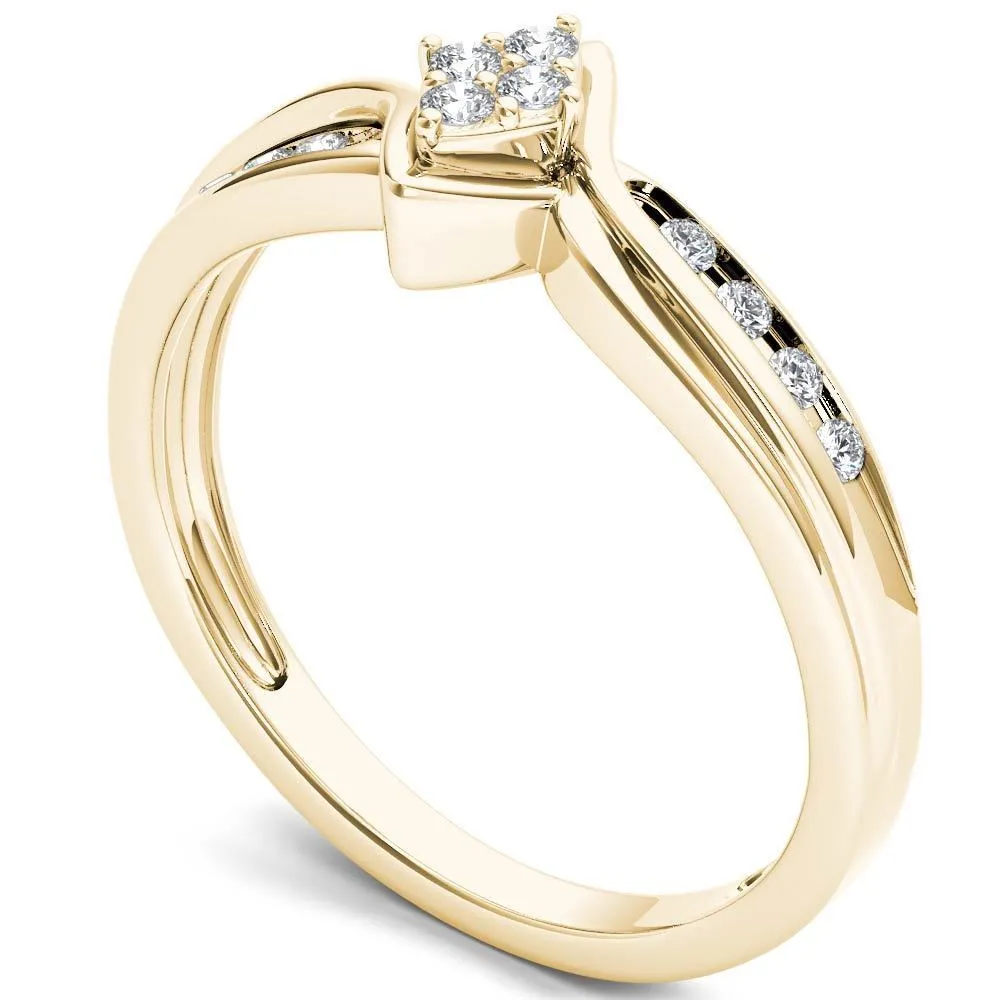 De Couer IGI Certified 10k Yellow Gold 1/10ct TDW Diamond Cluster Engagement Ring sold by Zulily product image thumbnail 2