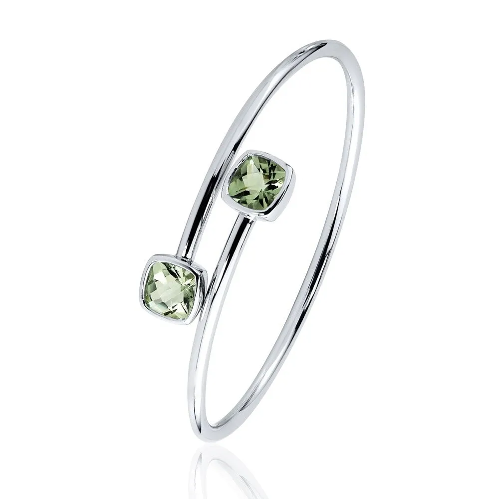 Stackable 4ct Green Cushion Amethyst Bypass Bangle Bracelet by Auriya in Gold over Silver sold by Zulily product image thumbnail 4
