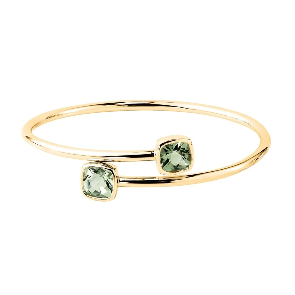 Stackable 4ct Green Cushion Amethyst Bypass Bangle Bracelet by Auriya in Gold over Silver sold by Zulily product image thumbnail 2