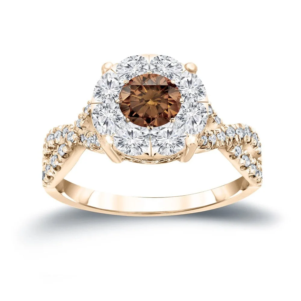 Auriya 1 carat TW Infinity Brown Diamond Halo Engagement Ring 14k Gold sold by Zulily product image thumbnail 2