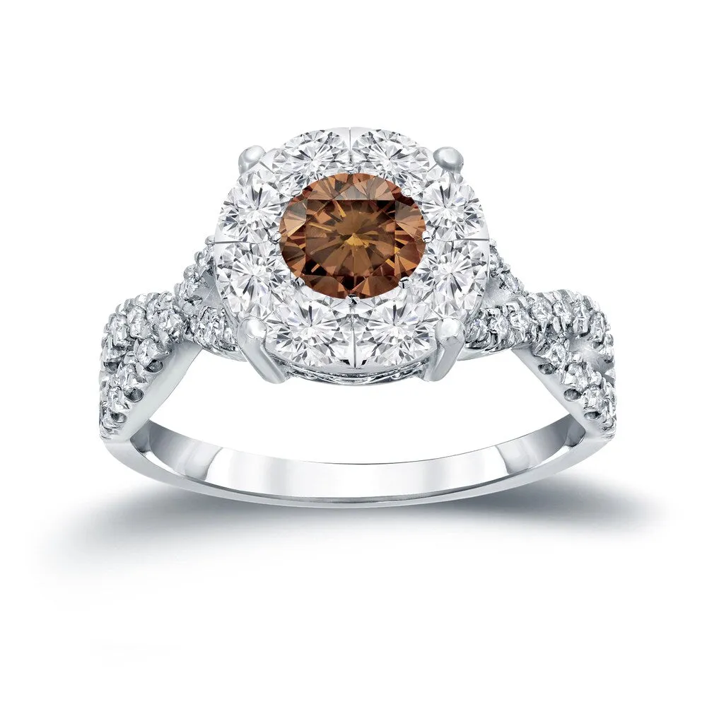 Auriya 1 carat TW Infinity Brown Diamond Halo Engagement Ring 14k Gold sold by Zulily