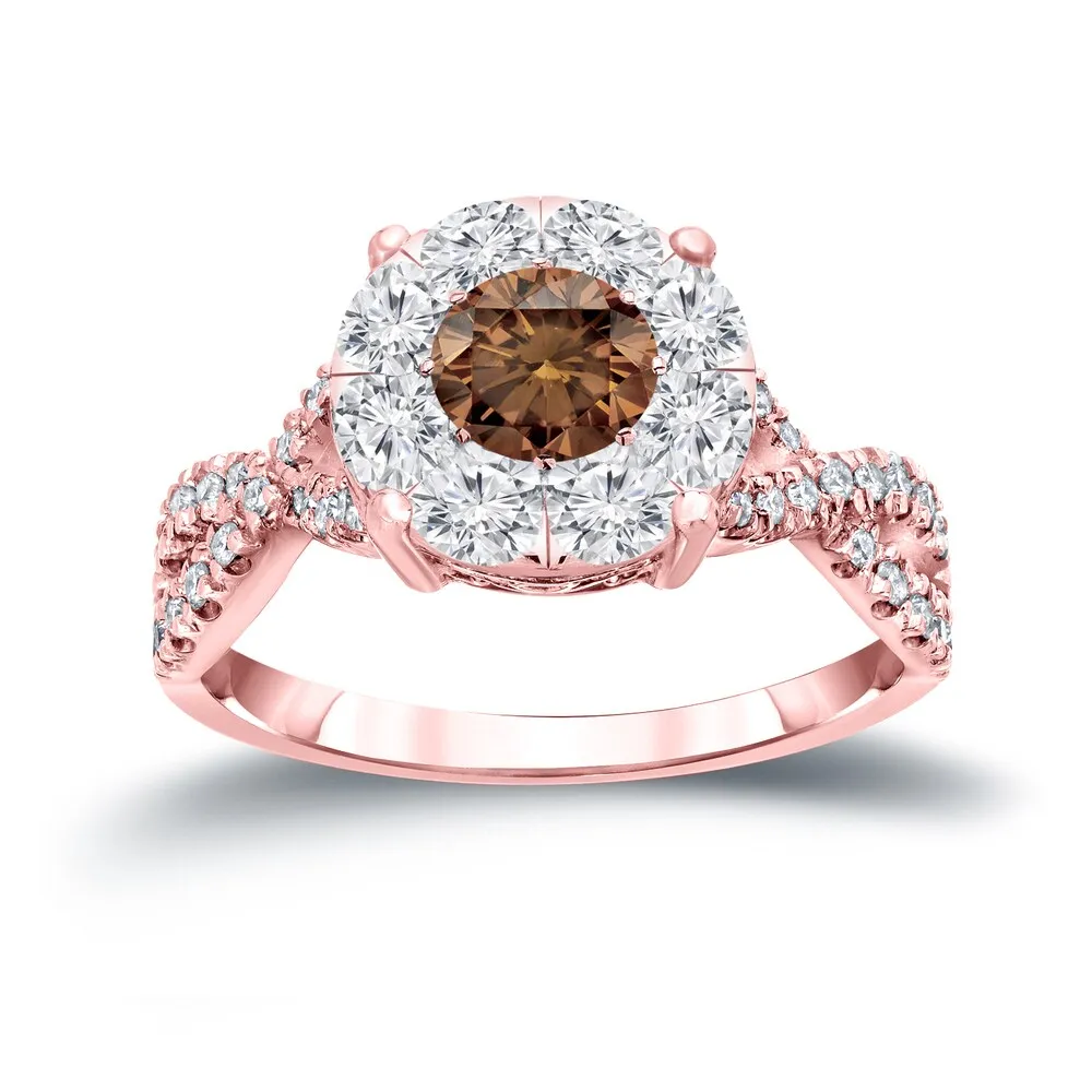 Auriya 1 carat TW Infinity Brown Diamond Halo Engagement Ring 14k Gold sold by Zulily product image thumbnail 3