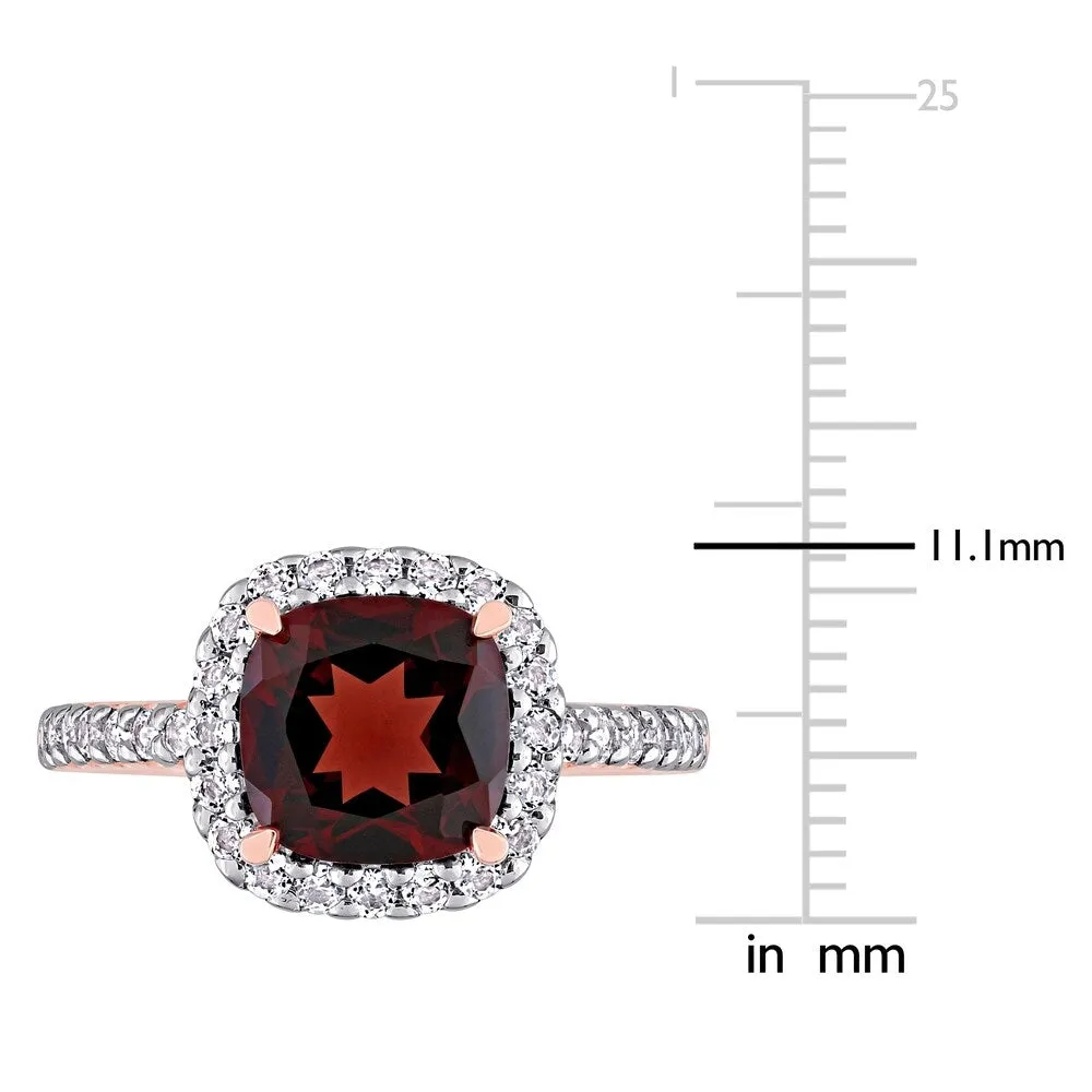 Miadora 10k Rose Gold Cushion-cut Garnet and White Topaz Halo Cocktail Ring sold by Zulily product image thumbnail 5