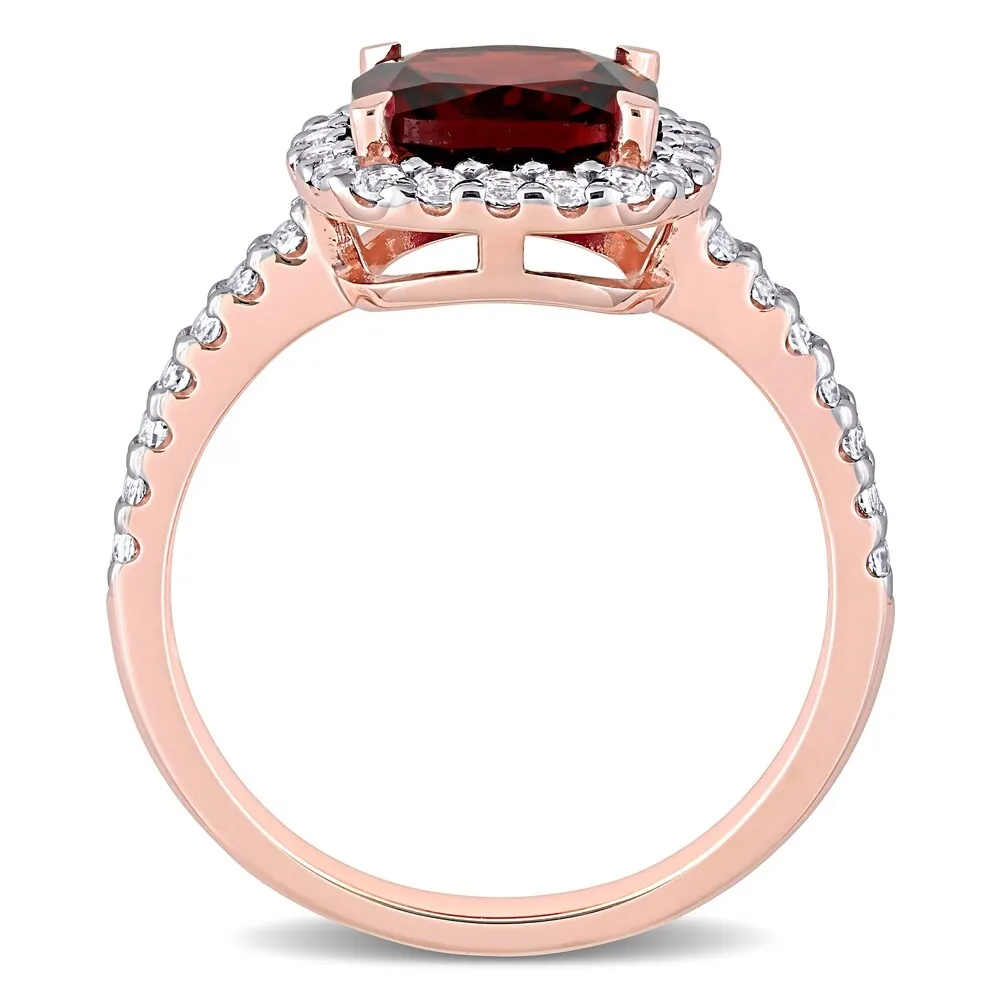Miadora 10k Rose Gold Cushion-cut Garnet and White Topaz Halo Cocktail Ring sold by Zulily product image thumbnail 4