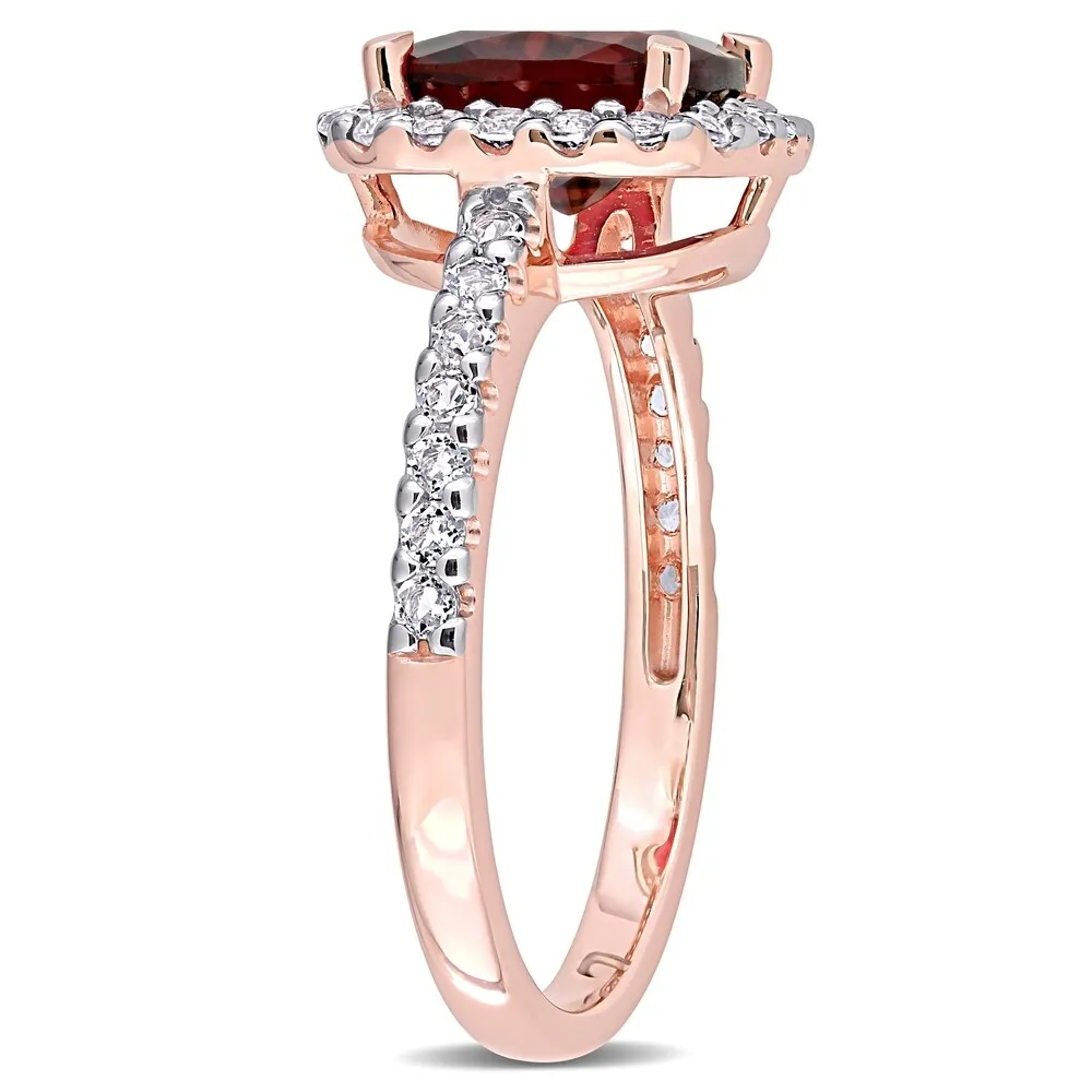 Miadora 10k Rose Gold Cushion-cut Garnet and White Topaz Halo Cocktail Ring sold by Zulily product image thumbnail 3