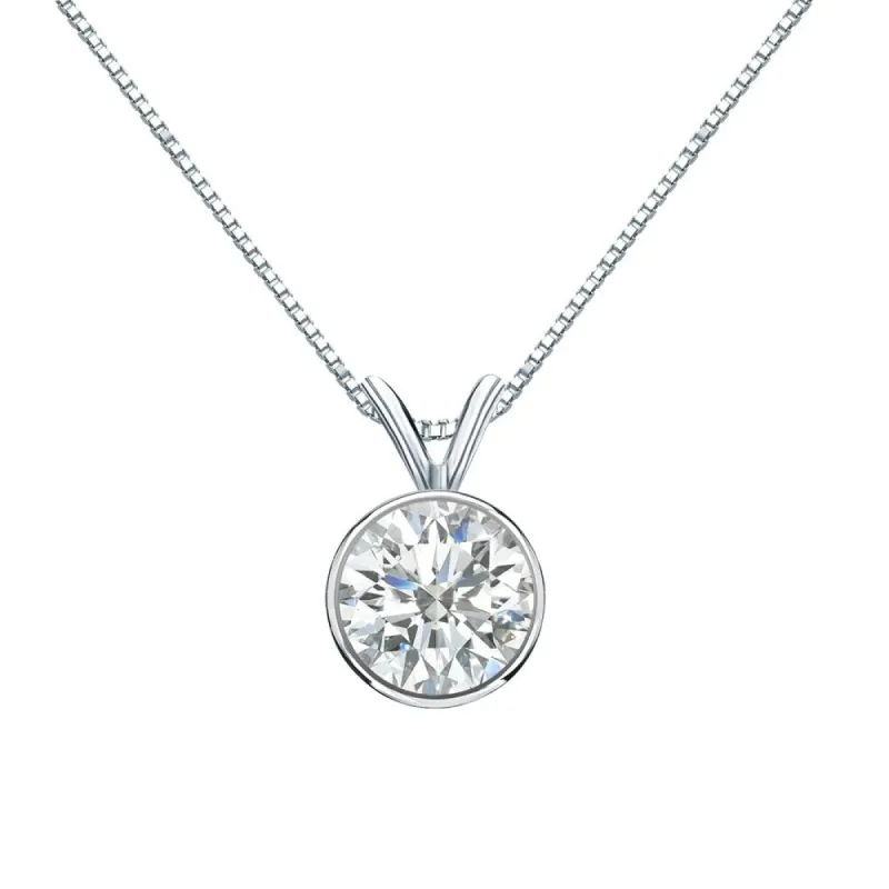 Auriya 1ctw Round Solitaire Diamond Necklace 14k Gold Bezel-set (I-J SI2-SI3) sold by Zulily