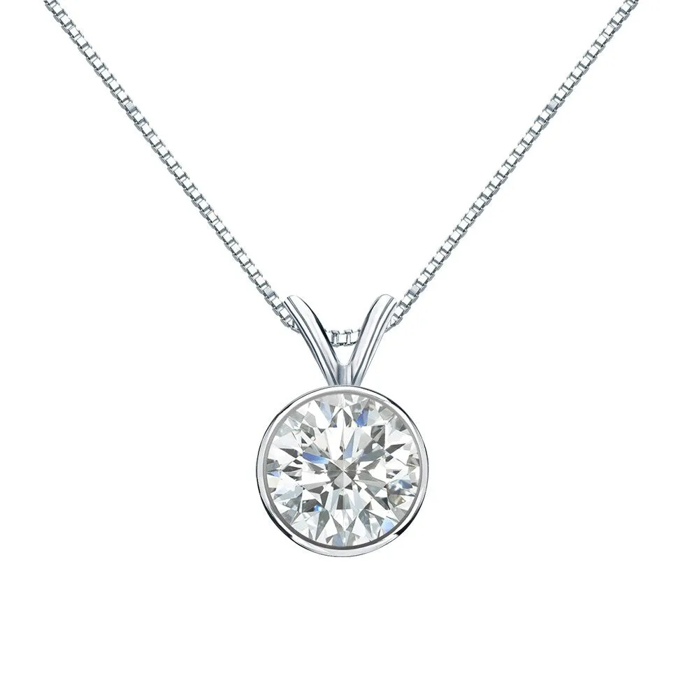 Auriya 1ctw Round Solitaire Diamond Necklace 14k Gold Bezel-set (I-J SI2-SI3) sold by Zulily