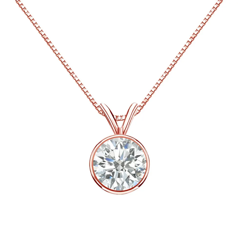 Auriya 1ctw Round Solitaire Diamond Necklace 14k Gold Bezel-set (I-J SI2-SI3) sold by Zulily product image thumbnail 3