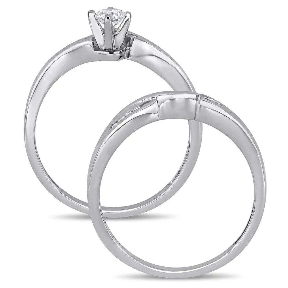Miadora 10k White Gold 1/3ct TDW Diamond Bridal Ring Set sold by Zulily product image thumbnail 5