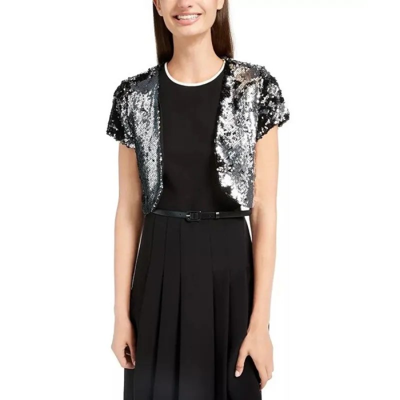 BCX Juniors' Sequined Bolero Jacket Silver-Black Size Small sold by Zulily